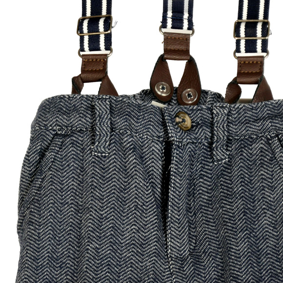 Joe Fresh Boys Size 3 Joggers Dress Pants with Suspenders Blue Herringbone - Picture 3 of 10